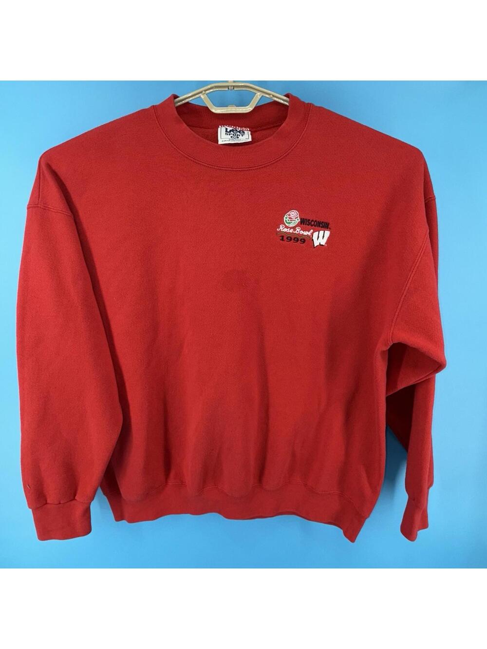 Vintage Made In USA 1999 Wisconsin Badgers Rose Bowl Red Crewneck Sweatshirt 2XL